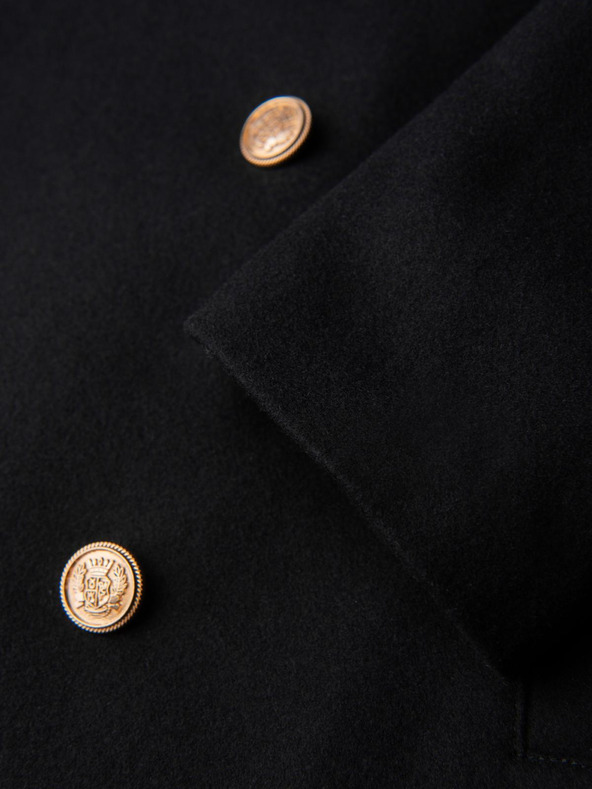 Ombre Clothing Елегантно военно двурядно вълнено палто за мъже - черно V1 OM-COWC-0145 Ombre Clothing