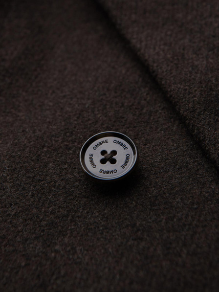Ombre Clothing Мъжко двурядно вълнено палто - тъмнокафяво V3 OM-COWC-0133 Ombre Clothing
