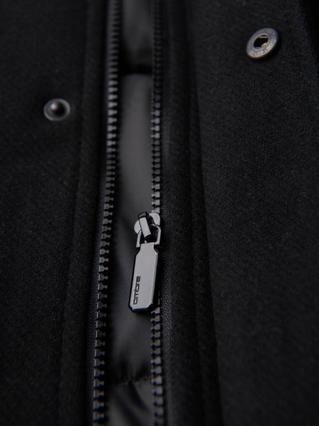 Ombre Clothing Мъжко вълнено палто парка с качулка - черно V1 OM-COWC-0132 Ombre Clothing