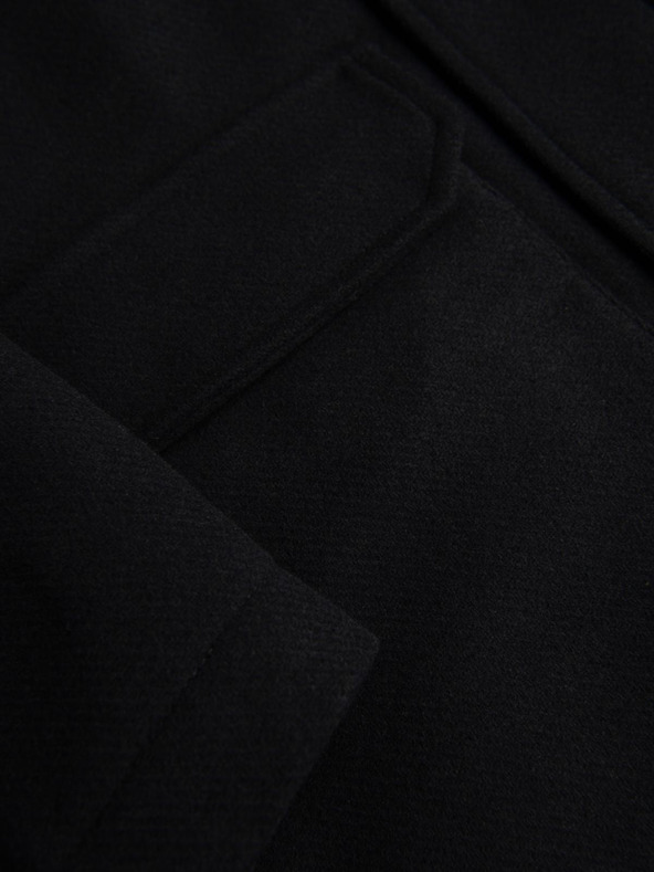 Ombre Clothing Мъжко вълнено палто парка с качулка - черно V1 OM-COWC-0132 Ombre Clothing