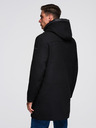 Ombre Clothing Мъжко вълнено палто парка с качулка - черно V1 OM-COWC-0132 Ombre Clothing