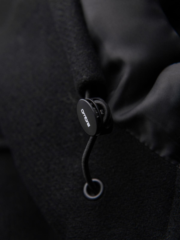 Ombre Clothing Мъжко вълнено палто парка с качулка - черно V1 OM-COWC-0132 Ombre Clothing