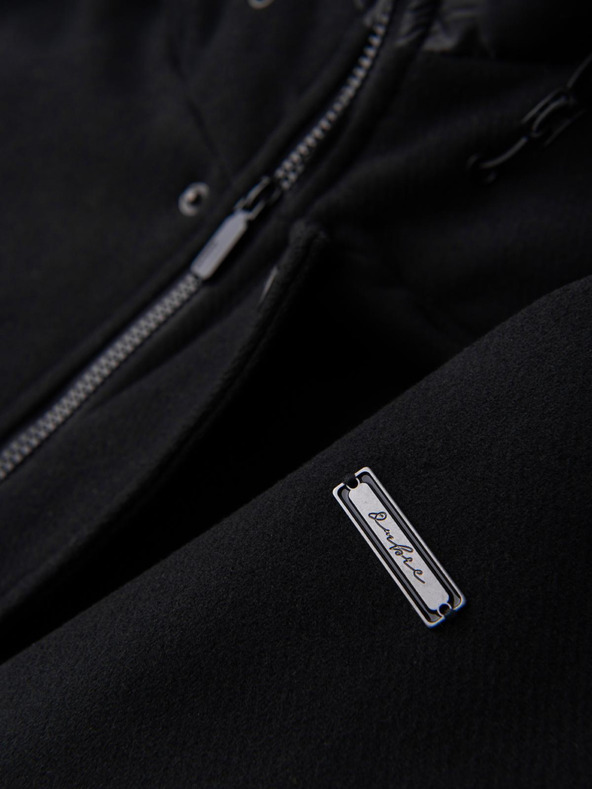 Ombre Clothing Мъжко вълнено палто парка с качулка - черно V1 OM-COWC-0132 Ombre Clothing