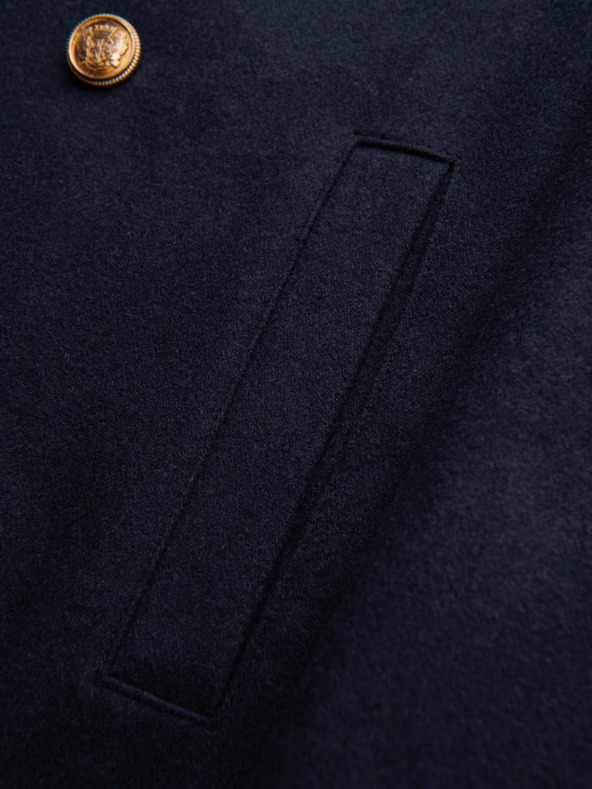 Ombre Clothing Мъжко тъмносиньо вълнено двурядно палто - тъмносиня V1 OM-COWC-0134 Ombre Clothing