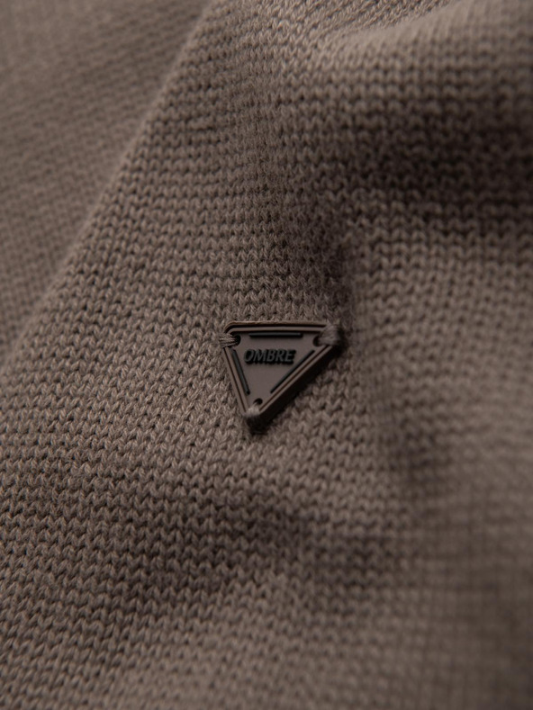Ombre Clothing Мъжки плетен пуловер Golf - сивокафяв V1 OM-SWTN-0163 Ombre Clothing