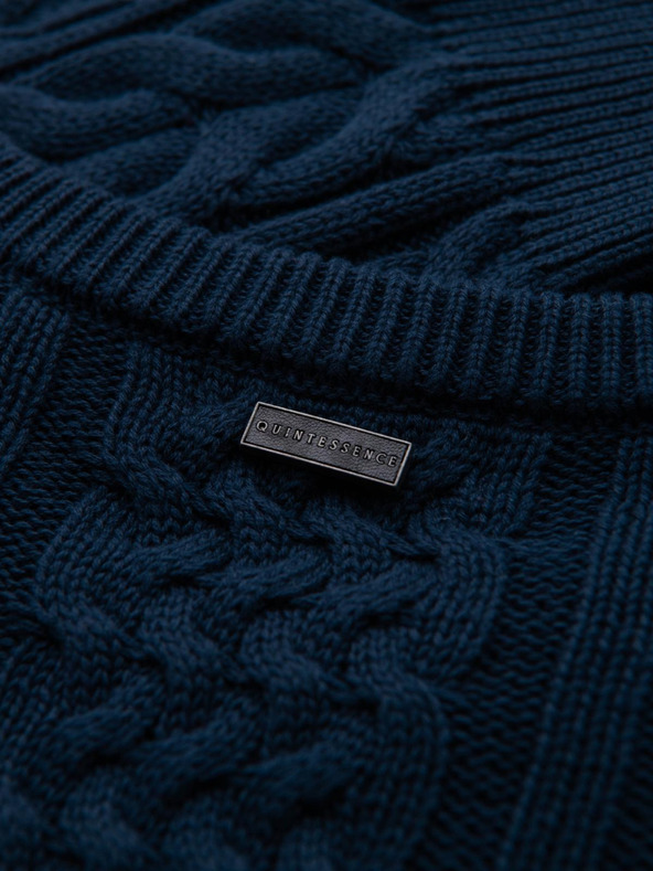 Ombre Clothing Мъжки елегантен пуловер със интересна плетка - тъмносиня V5 OM-SWSW-0173 Ombre Clothing