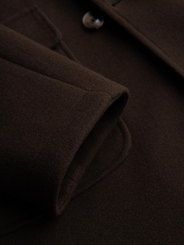 Ombre Clothing Мъжко двуредово палто с декоративни копчета - тъмнокафяво V3 OM-COWC-0137 Ombre Clothing