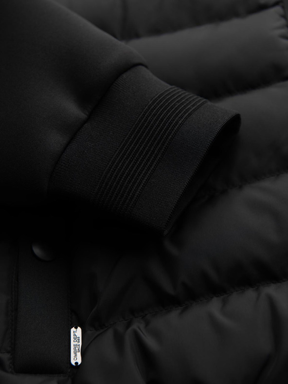 Ombre Clothing Стегната бомбер яке с качулка и плетени ръкави - черно V1 OM-JALP-0298 Ombre Clothing