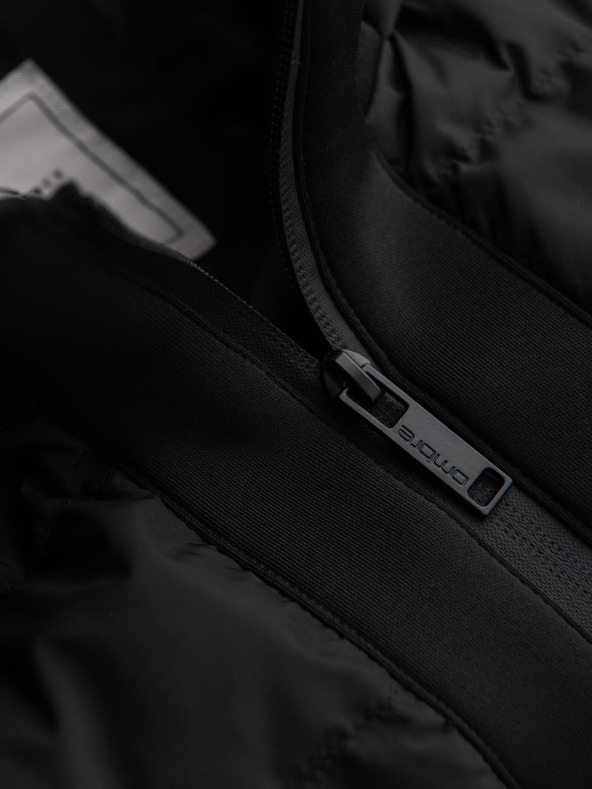 Ombre Clothing Стегната бомбер яке с качулка и плетени ръкави - черно V1 OM-JALP-0298 Ombre Clothing