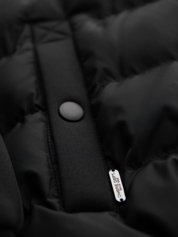 Ombre Clothing Стегната бомбер яке с качулка и плетени ръкави - черно V1 OM-JALP-0298 Ombre Clothing