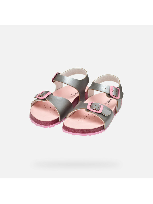 Geox Сребристи детски сандали Geox Adriel Girl