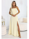 numoco ELARA Корсетна макси рокля с цепка и връзки на гърба - масленожълта
