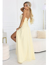 numoco ELARA Корсетна макси рокля с цепка и връзки на гърба - масленожълта