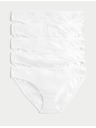 Marks & Spencer Бели памучни бикини слипове с Lycra®, 5 пакета, Marks & Spencer
