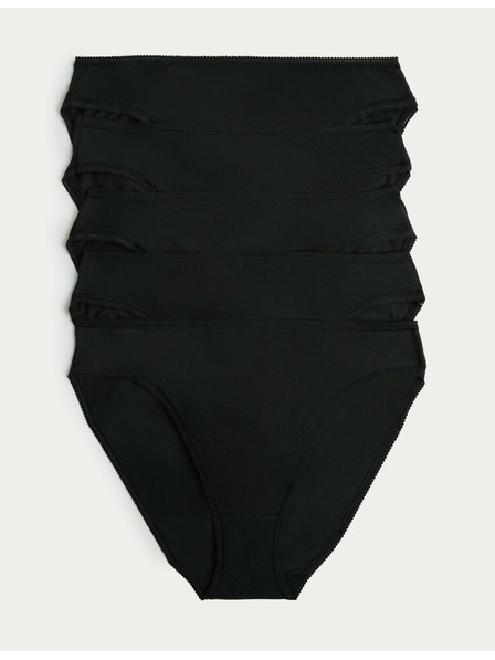 Marks & Spencer Бикини с висока кройка от памук и Lycra®, 5 бр. в опаковка Marks & Spencer черни