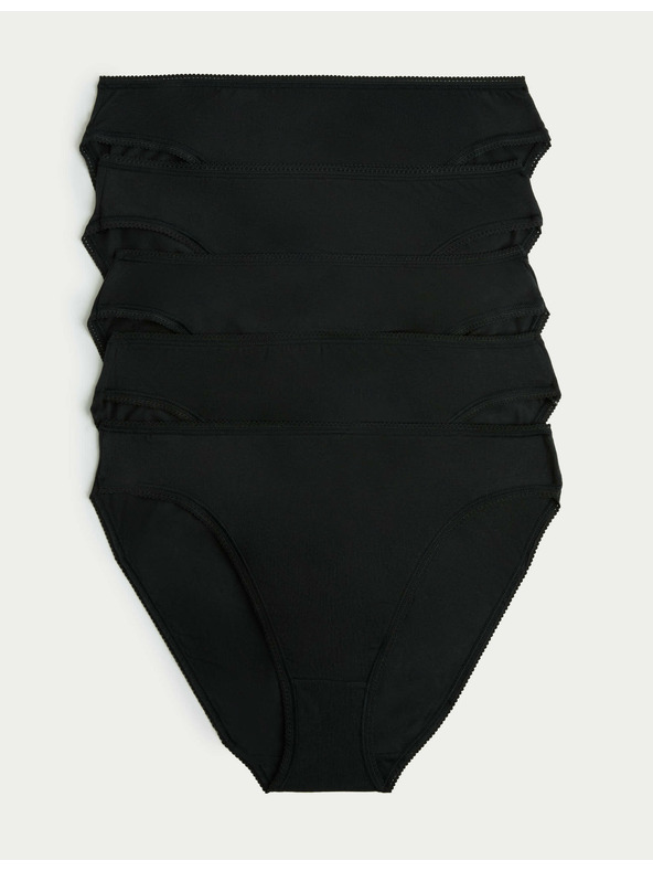 Marks & Spencer Бикини с висока кройка от памук и Lycra®, 5 бр. в опаковка Marks & Spencer черни