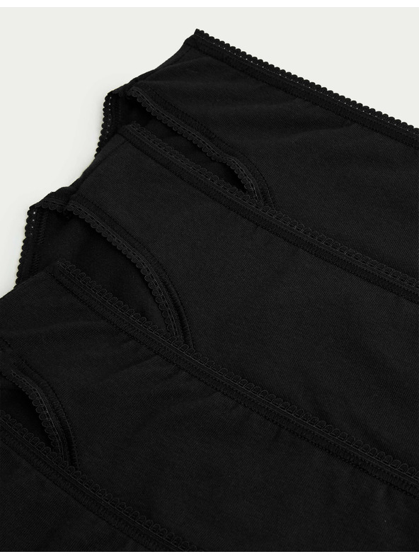 Marks & Spencer Бикини с висока кройка от памук и Lycra®, 5 бр. в опаковка Marks & Spencer черни