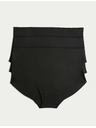 Marks & Spencer Боксер бикини без видими ръбове с висока талия, 3 бр. в опаковка Marks & Spencer черно