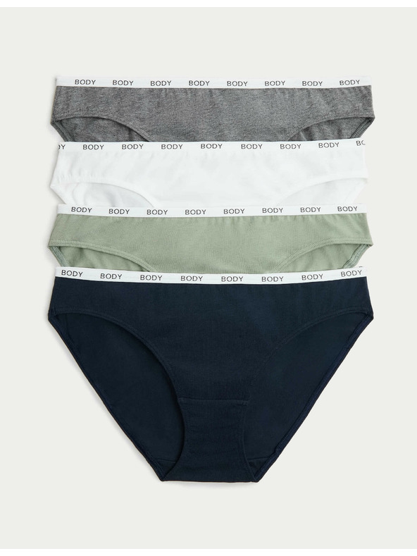 Marks & Spencer Бикини с висок памучен дял, комплект 4 бр. Marks & Spencer в синьо