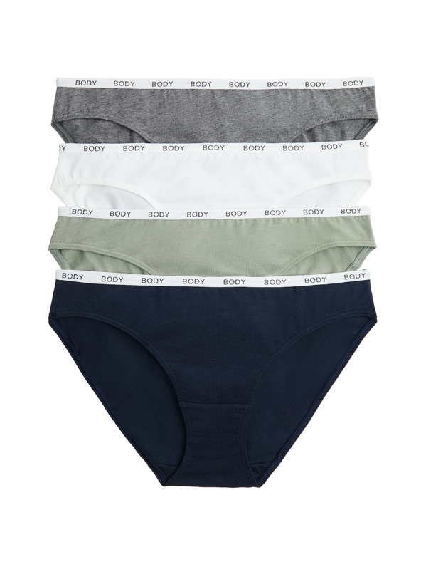 Marks & Spencer Бикини с висок памучен дял, комплект 4 бр. Marks & Spencer в синьо