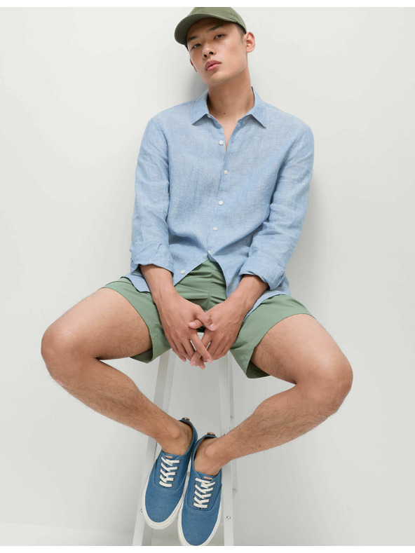 Marks & Spencer Риза от чист лен Marks & Spencer синя