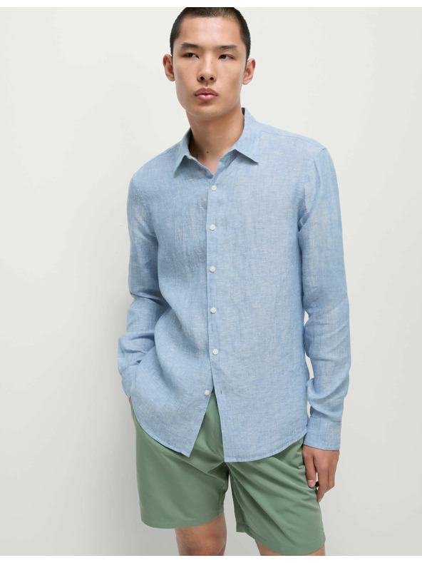 Marks & Spencer Риза от чист лен Marks & Spencer синя