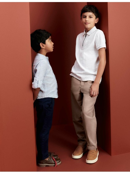 Marks & Spencer Чино панталони с висок дял памук (2-8 години) Marks & Spencer тъмносиня