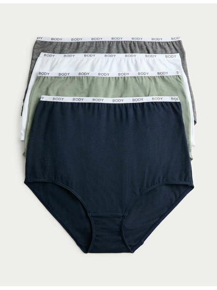 Marks & Spencer Бикини с висока талия с висок дял памук, 4 бр. Marks & Spencer сив