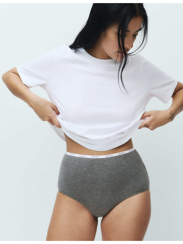 Marks & Spencer Бикини с висока талия с висок дял памук, 4 бр. Marks & Spencer сив