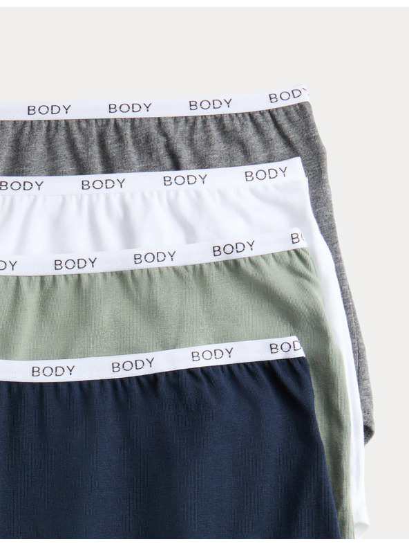 Marks & Spencer Бикини с висока талия с висок дял памук, 4 бр. Marks & Spencer сив