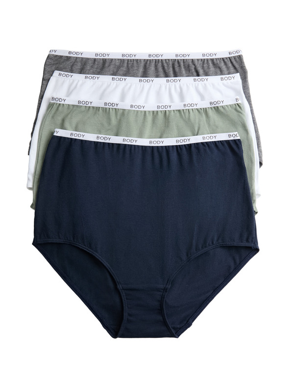 Marks & Spencer Бикини с висока талия с висок дял памук, 4 бр. Marks & Spencer сив