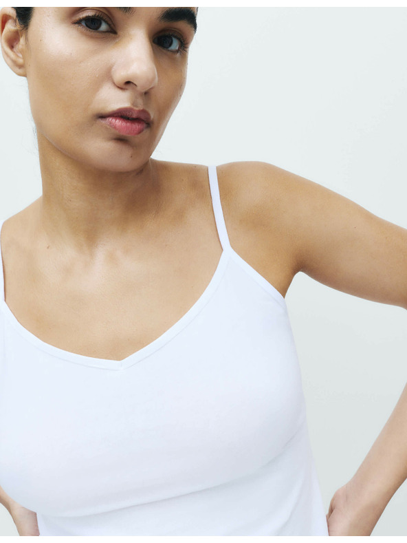 Marks & Spencer Потник с презрамки с висок дял памук, 3 бр. Marks & Spencer бял