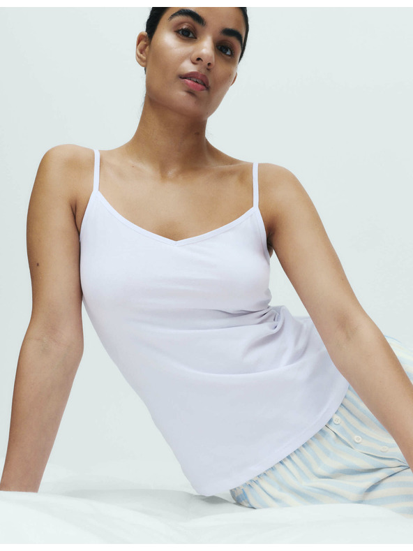 Marks & Spencer Потник с презрамки с висок дял памук, 3 бр. Marks & Spencer бял