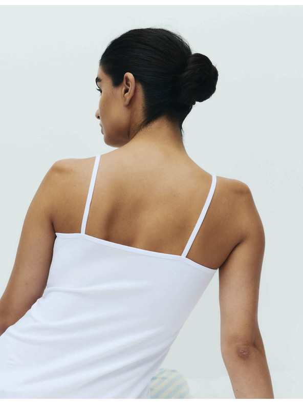 Marks & Spencer Потник с презрамки с висок дял памук, 3 бр. Marks & Spencer бял