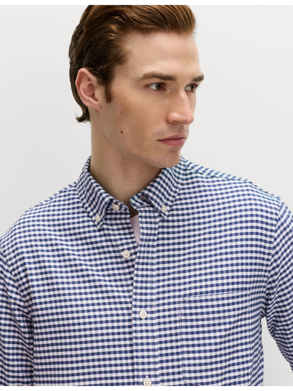 Marks & Spencer Карирана оксфордска риза The Ultimate от чист памук Marks & Spencer тъмносиня