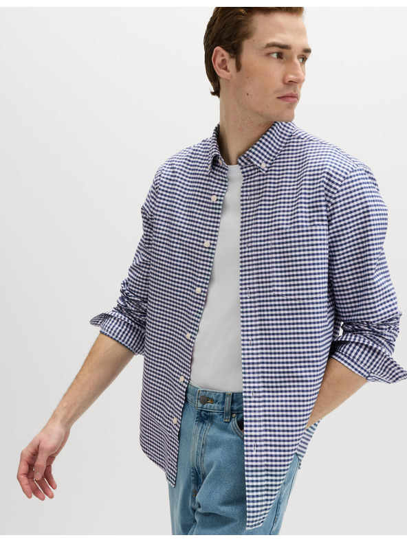 Marks & Spencer Карирана оксфордска риза The Ultimate от чист памук Marks & Spencer тъмносиня