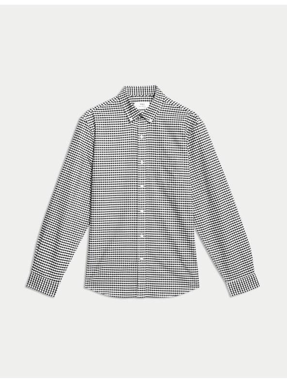 Marks & Spencer Карирана оксфордска риза The Ultimate от чист памук Marks & Spencer черна