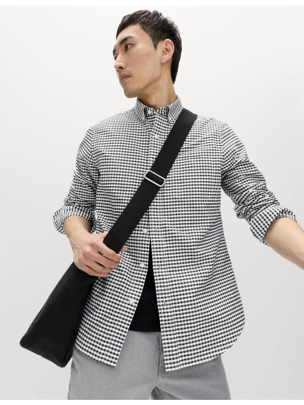 Marks & Spencer Карирана оксфордска риза The Ultimate от чист памук Marks & Spencer черна