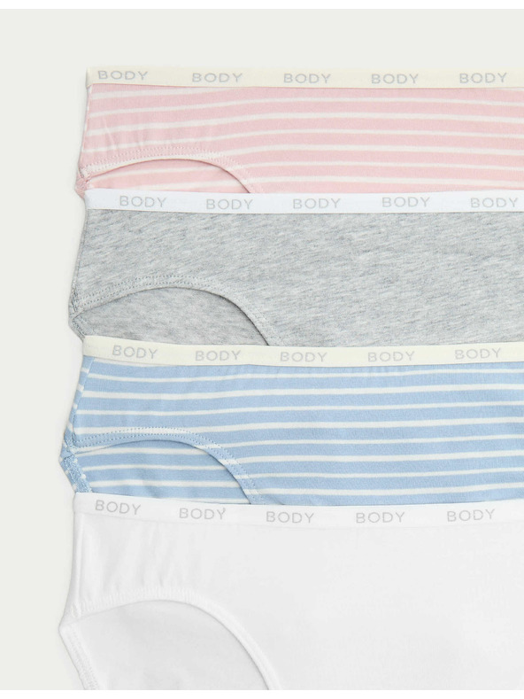 Marks & Spencer Високо изрязани бикини с висок дял памук Supima, 4 бр. Marks & Spencer синя