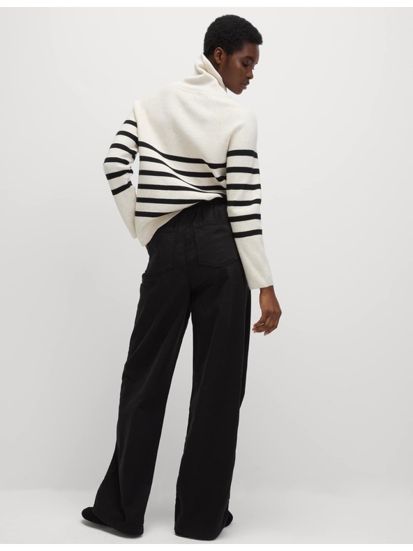 Marks & Spencer Дънкови панталони с широки крачоли, с връзка в талията Marks & Spencer черен