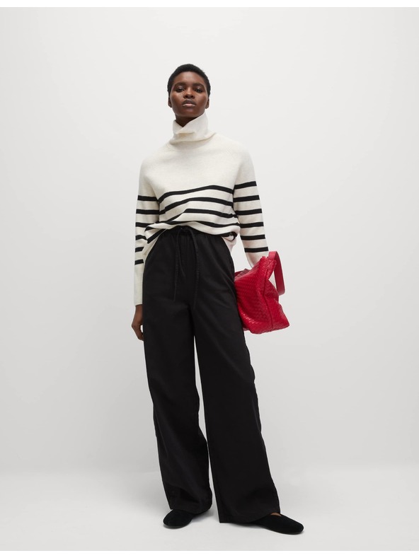 Marks & Spencer Дънкови панталони с широки крачоли, с връзка в талията Marks & Spencer черен