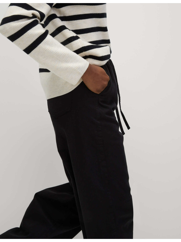 Marks & Spencer Дънкови панталони с широки крачоли, с връзка в талията Marks & Spencer черен