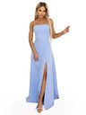 numoco ELARA Корсетни макси рокля с разрез и завързване на гърба - светло синя
