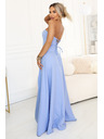 numoco ELARA Корсетни макси рокля с разрез и завързване на гърба - светло синя