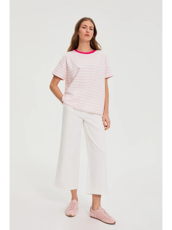 Moodo Oversize суитшърт с райета розов Moodo