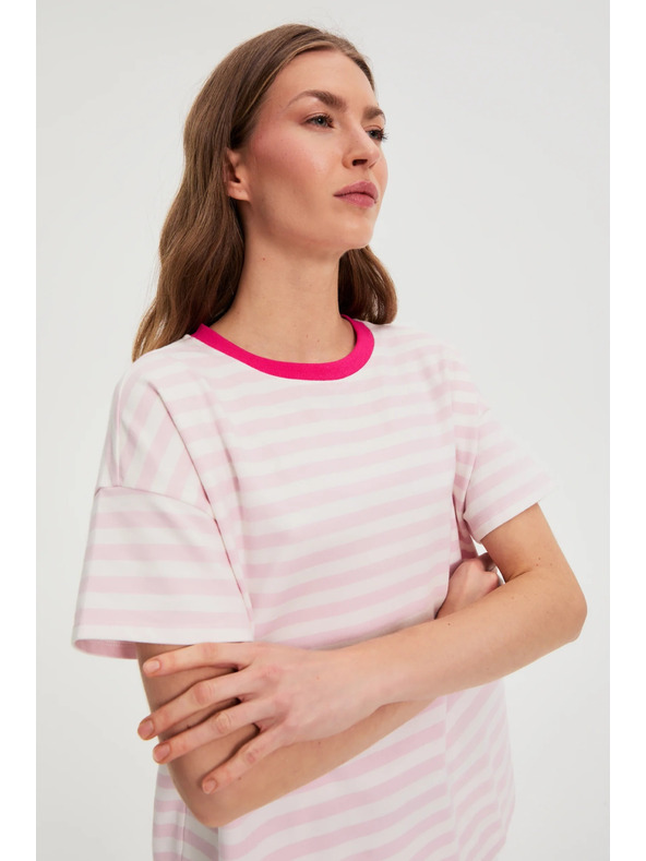 Moodo Oversize суитшърт с райета розов Moodo