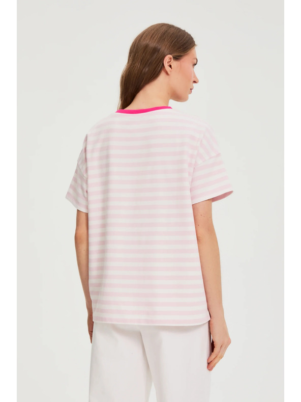 Moodo Oversize суитшърт с райета розов Moodo