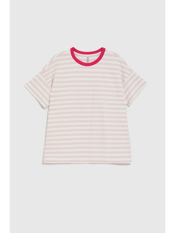 Moodo Oversize суитшърт с райета розов Moodo