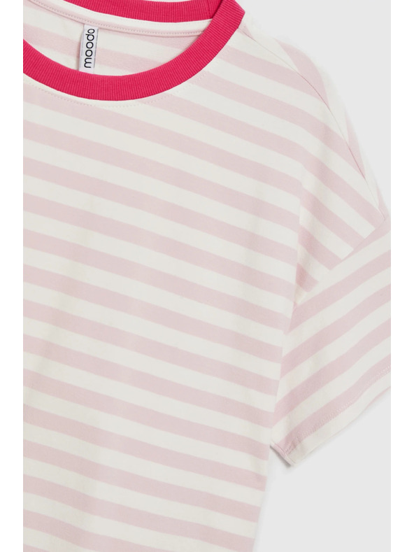 Moodo Oversize суитшърт с райета розов Moodo