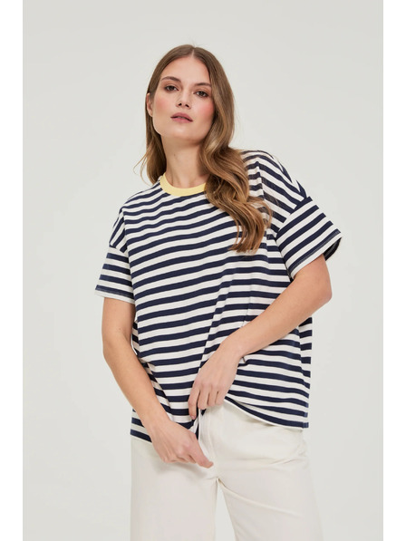 Moodo Oversize суитшърт с райета тъмно син Moodo